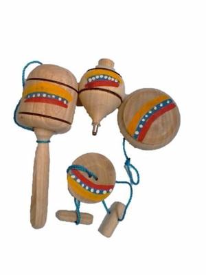 Juego Tradicional De Madera Trompo Perinola Yoyo Gurrufio