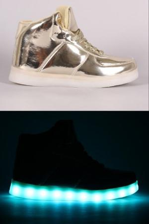 Zapatos Botines Patente Luminosos Led 7 Colores De Moda