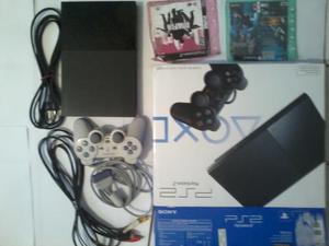 Playstation 2 Slim  Chipeado, 1 Control, 2 Juegos