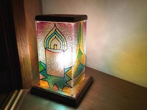 Lámpara Decorativa De Cristal Base De Madera