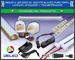 Regleta Lámpara Led v 50cms, Fuente Y Apagador