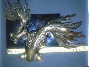 Antiguedad Peces De Bronce Macizo