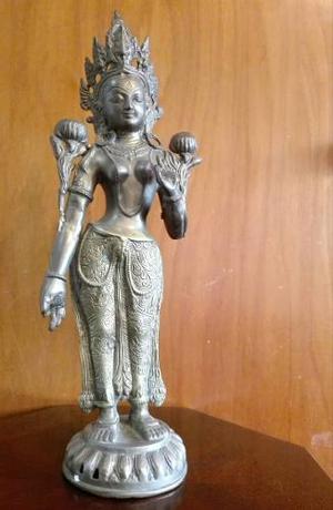 Escultura Antigua Diosa Hindu De Bronce Apsara 50 Cm Inmensa
