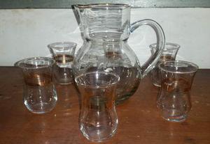 Jarra Vintage Con 6 Vasos