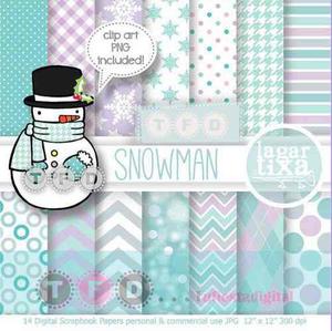 Kit Digital Navidad Nieve Copos Frozen Fondos Clipart Lila