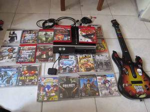 Playstation 3 Con 2 Controles Y 19 Juegos Y Guitarra