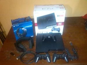 Ps3 Slim 160 Gb Y Sony Wireless Stereo Headset 7.1 Sorround