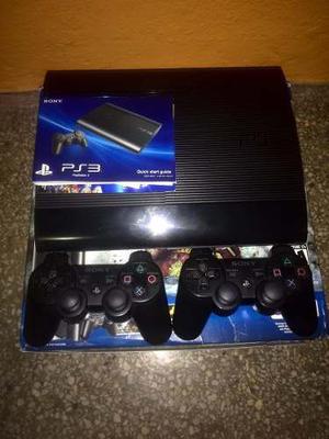 Ps3 Super Slim 500gb 2 Controles + Bateria De Rock Band 2