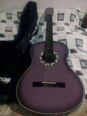 Guitarra Acústica El Llanero (color Lila) Con Su Estuche...