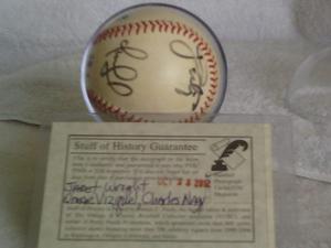 Pelota De Béisbol Rawling Firmada Omar Vizquel &charles