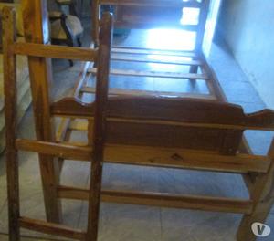 CAMA LITERA DE MADERA EN TECA SIN COLCHON