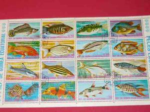 Coleccion De Estampillas Guinea Ecuatorial Peces Tropicales