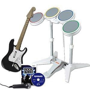 Juego Rock Band Wii. Guitarra Bateria Microfono Y Juego