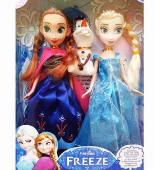 Muñeca Frozen Ana Y Elsa Con Olaf 24cm