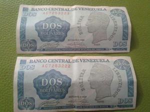 Billetes De 2 Bolívares Buen Estado