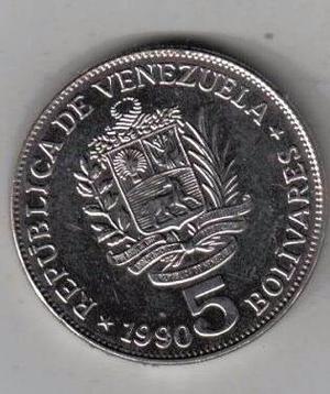 Moneda 5 Bolivares  Variante Números Grande Y Pequeño.