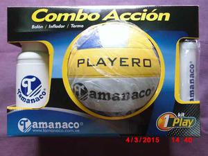 Combo De Voleibol Marca Tamanaco Nuevo Termo E Inflador