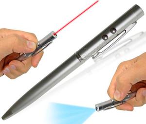Boligrafo Laser Linterna Estuche Repuesto Tinta Pilas 6 En 1