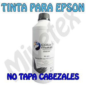 Tinta Color Make Negro Para Epson No Tapa Cabezal 1 Litro