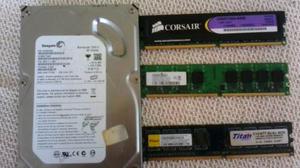 Combo Disco Duro 80gb Y 3 Memorias Ram Ddr2