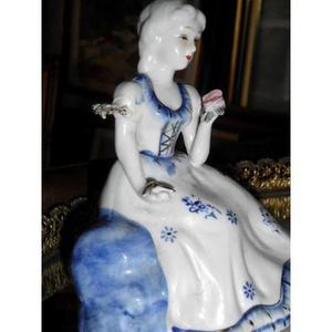 Extraordinaria Figura Porcelana China Antigua Perfecto Estad