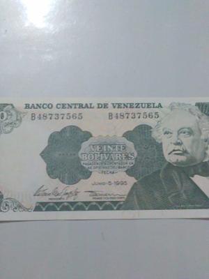 Billete De 20 Bolivares De 