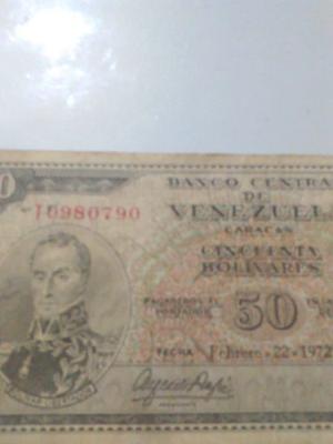 Billete De Venezuela 50 Bolivares De 
