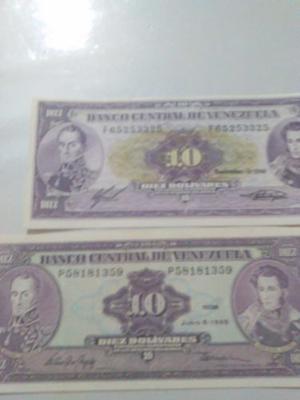 Billetes De 10 Bolivares De  Y 