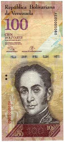 Vendo Billete De 100 Bolívares Serial Bajo Ae-