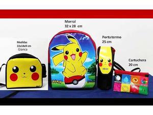 Kit Morral Escolar Pokémon Pokeball Pikachu