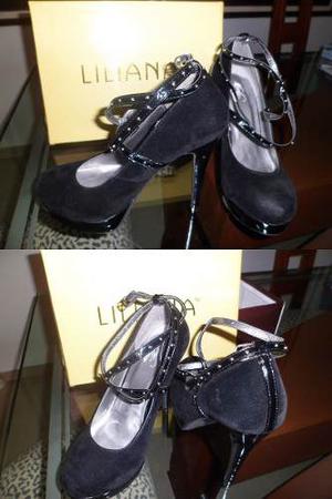 Zapatos De Tacon Alto Negro Marca Liliana - Talla 38