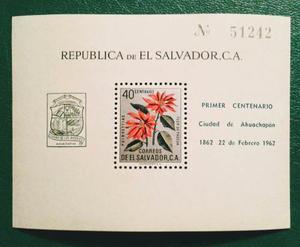 Estampilla Hojita Bloque - El Salvador - Conmemorativa