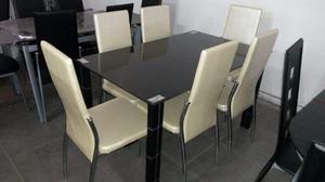 Juego De Comedor Vde Vidrio 6 Sillas