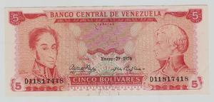 Exelente Y Dificil De Billete De 5,bs 