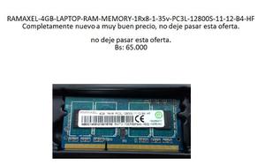 Memoria Ram 4gb Para Laptop, Marca: Ramaxel