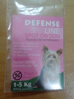 Pipeta De Fipronil Para Perros Defense Line 1 A 5 Kilos