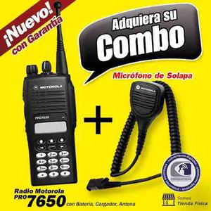 Radio Motorola Pro  Full Accesorios + Microfono Solapa