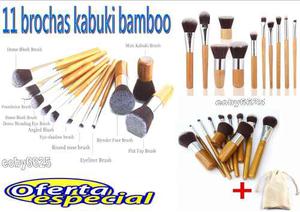 Set De 11 Brochas Y Pinceles Kabuki Bamboo Maquillajes