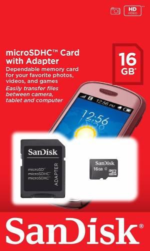 Memoria Sandisk De16 Gb Nuevas Y Selladas Con Adaptador Sd