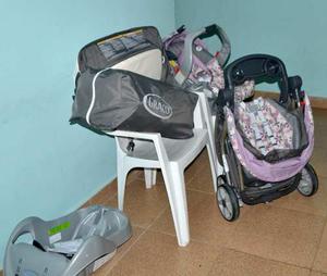 Coche,cuna Con Cambiadr, Porta Bebe Con Ajustador Para Carro