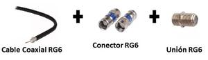 Kit Cable Coaxial Rg6 10 Mts+2 Conectores Rg6+1 Unión Rg6