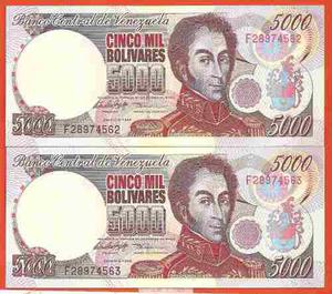 Dificil Billete De  Bs De  F-8, Consecutivos Nuevos