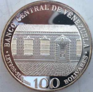 Moneda Proof Bolivar 100 Bolivares Plata 