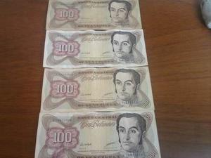 Serie De Billetes De 100 Bolivares De La Decada De Los 