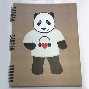 Cuaderno Tipo Agenda, Marca Panda, Panda Músico, Tapa Dura