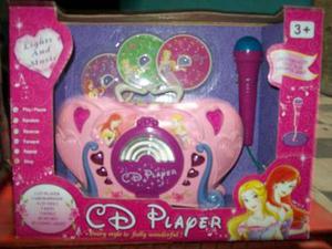 Cd Player Princesas Mini Radio Con Microfono Para Niñas