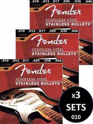 3 Sets De Cuerdas Fender Para Guitarra Electrica 010