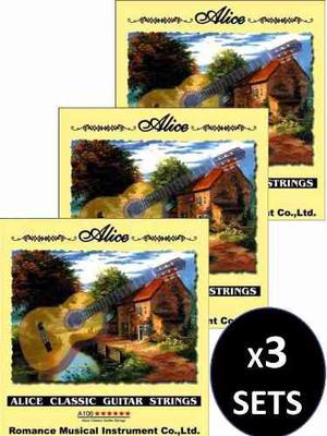 3 Sets De Cuerdas Nylon Alice Para Guitarra Clasica A106
