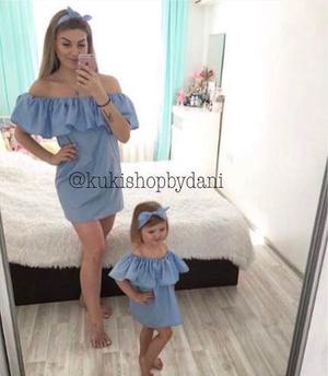 Vestidos Madre E Hija Campesinos En Chambray Y Beisbolero