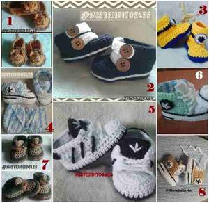 Zapatos Tejidos Crochet Botas Sandalias Bebe Y Niños